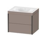 Duravit XViu Waschtisch-Unterschrank XV4614NB243C 60x48cm, 2 Schubkästen, ohne Hahnloch, schwarz matt, Rahmen C, basalt matt