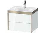 Duravit XViu Waschtisch-Unterschrank XV4614OB185P 60x48cm, 2 Schubkästen, 1 Hahnloch, champagner matt, Rahmen P, weiß hochglanz