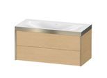Duravit XViu Waschtisch-Unterschrank XV4616NB130P 100x48cm, 2 Schubkästen, ohne Hahnloch, champagner matt, Rahmen P, Eiche natur