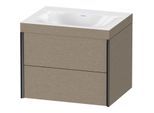 Duravit XViu Waschtisch-Unterschrank XV4614NB211C 60x48cm, 2 Schubkästen, ohne Hahnloch, schwarz matt, Rahmen C, eiche kaschmir