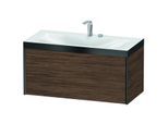 Duravit XViu Waschtisch-Unterschrank XV4611EB221P 100x48cm, 1 Auszug, 2 Hahnlöcher, schwarz matt, Rahmen P, nussbaum dunkel