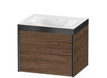 Duravit XViu Waschtisch-Unterschrank XV4614NB221P 60x48cm, 2 Schubkästen, ohne Hahnloch, schwarz matt, Rahmen P, nussbaum dunkel