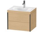 Duravit XViu Waschtisch-Unterschrank XV4614OB230C 60x48cm, 2 Schubkästen, 1 Hahnloch, schwarz matt, Rahmen C, Eiche natur