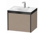 Duravit XViu Waschtisch-Unterschrank XV4609EB275P 60x48cm, 1 Auszug, 2 Hahnlöcher, schwarz matt, Rahmen P, leinen