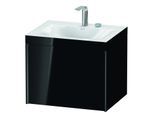 Duravit XViu Waschtisch-Unterschrank XV4609EB240C 60x48cm, 1 Auszug, 2 Hahnlöcher, schwarz matt, Rahmen C, schwarz hochglanz