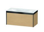 Duravit XViu Waschtisch-Unterschrank XV4611NB230P 100x48cm, 1 Auszug, ohne Hahnloch, schwarz matt, Rahmen P, Eiche natur