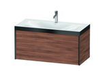 Duravit XViu Waschtisch-Unterschrank XV4611OB279P 100x48cm, 1 Auszug, 1 Hahnloch, schwarz matt, Rahmen P, nussbaum natur