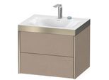 Duravit XViu Waschtisch-Unterschrank XV4614EB175P 60x48cm, 2 Schubkästen, 2 Hahnlöcher, champagner matt, Rahmen P, leinen