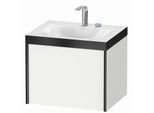 Duravit XViu Waschtisch-Unterschrank XV4609EB218P 60x48cm, 1 Auszug, 2 Hahnlöcher, schwarz matt, Rahmen P, weiß matt