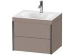 Duravit XViu Waschtisch-Unterschrank XV4614OB243C 60x48cm, 2 Schubkästen, 1 Hahnloch, schwarz matt, Rahmen C, basalt matt