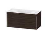 Duravit XViu Waschtisch-Unterschrank XV4616NB169C 100x48cm, 2 Schubkästen, ohne Hahnloch, champagner matt, Rahmen C, nussbaum gebürstet
