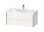 Duravit XViu Waschtisch-Unterschrank XV4616OB122C 100x48cm, 2 Schubkästen, 1 Hahnloch, champagner matt, Rahmen C, weiß hochglanz
