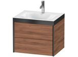 Duravit XViu Waschtisch-Unterschrank XV4614OB279P 60x48cm, 2 Schubkästen, 1 Hahnloch, schwarz matt, Rahmen P, nussbaum natur