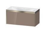 Duravit XViu Waschtisch-Unterschrank XV4611NB186P 100x48cm, 1 Auszug, ohne Hahnloch, champagner matt, Rahmen P, cappucino hochglanz