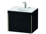 Duravit XViu Waschtisch-Unterschrank XV4609EB116C 60x48cm, 1 Auszug, 2 Hahnlöcher, champagner matt, Rahmen C, Eiche schwarz