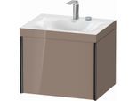 Duravit XViu Waschtisch-Unterschrank XV4609EB286C 60x48cm, 1 Auszug, 2 Hahnlöcher, schwarz matt, Rahmen C, cappucino hochglanz