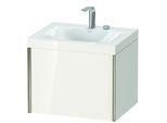 Duravit XViu Waschtisch-Unterschrank XV4609EB122C 60x48cm, 1 Auszug, 2 Hahnlöcher, champagner matt, Rahmen C, weiß hochglanz