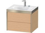 Duravit XViu Waschtisch-Unterschrank XV4614EB112P 60x48cm, 2 Schubkästen, 2 Hahnlöcher, champagner matt, Rahmen P, eiche gebürstet