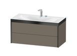 Duravit XViu Waschtisch-Unterschrank XV4616EB290P 100x48cm, 2 Schubkästen, 2 Hahnlöcher, schwarz matt, Rahmen P, flannel grey seidenmatt
