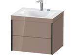 Duravit XViu Waschtisch-Unterschrank XV4614EB286C 60x48cm, 2 Schubkästen, 2 Hahnlöcher, schwarz matt, Rahmen C, cappucino hochglanz
