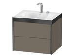 Duravit XViu Waschtisch-Unterschrank XV4614EB290P 60x48cm, 2 Schubkästen, 2 Hahnlöcher, schwarz matt, Rahmen P, flannel grey seidenmatt