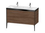 Duravit XViu Waschtisch-Unterschrank XV4713OB221P 120x48cm, 2 Auszüge, ohne Hahnloch, schwarz matt, Rahmen P, nussbaum dunkel