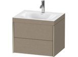 Duravit XViu Waschtisch-Unterschrank XV4614OB111C 60x48cm, 2 Schubkästen, 1 Hahnloch, champagner matt, Rahmen C, eiche kaschmir