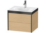 Duravit XViu Waschtisch-Unterschrank XV4614OB230P 60x48cm, 2 Schubkästen, 1 Hahnloch, schwarz matt, Rahmen P, Eiche natur