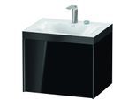 Duravit XViu Waschtisch-Unterschrank XV4609EB240P 60x48cm, 1 Auszug, 2 Hahnlöcher, schwarz matt, Rahmen P, schwarz hochglanz