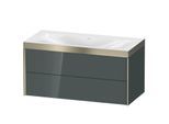 Duravit XViu Waschtisch-Unterschrank XV4616NB138P 100x48cm, 2 Schubkästen, ohne Hahnloch, champagner matt, Rahmen P, dolomiti grey hochglanz