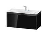 Duravit XViu Waschtisch-Unterschrank XV4616EB240P 100x48cm, 2 Schubkästen, 2 Hahnlöcher, schwarz matt, Rahmen P, schwarz hochglanz