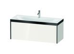 Duravit XViu Waschtisch-Unterschrank XV4612OB222P 120x48cm, 1 Auszug, 1 Hahnloch, schwarz matt, Rahmen P, weiß hochglanz