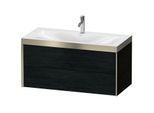 Duravit XViu Waschtisch-Unterschrank XV4616OB116P 100x48cm, 2 Schubkästen, 1 Hahnloch, champagner matt, Rahmen P, Eiche schwarz