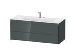 Duravit XViu Waschtisch-Unterschrank XV4617EB238C 120x48cm, 2 Schubkästen, 2 Hahnlöcher, schwarz matt, Rahmen C, dolomiti grey hochglanz