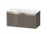 Duravit XViu Waschtisch-Unterschrank XV4611NB189P 100x48cm, 1 Auszug, ohne Hahnloch, champagner matt, Rahmen P, flannel grey hochglanz