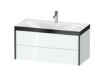 Duravit XViu Waschtisch-Unterschrank XV4616OB285P 100x48cm, 2 Schubkästen, 1 Hahnloch, schwarz matt, Rahmen P, weiß hochglanz