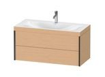 Duravit XViu Waschtisch-Unterschrank XV4616OB212C 100x48cm, 2 Schubkästen, 1 Hahnloch, schwarz matt, Rahmen C, eiche gebürstet