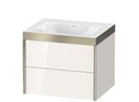 Duravit XViu Waschtisch-Unterschrank XV4614NB122P 60x48cm, 2 Schubkästen, ohne Hahnloch, champagner matt, Rahmen P, weiß hochglanz