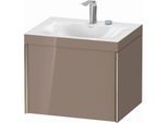Duravit XViu Waschtisch-Unterschrank XV4609EB186C 60x48cm, 1 Auszug, 2 Hahnlöcher, champagner matt, Rahmen C, cappucino hochglanz