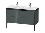 Duravit XViu Waschtisch-Unterschrank XV4713OB238P 120x48cm, 2 Auszüge, ohne Hahnloch, schwarz matt, Rahmen P, dolomiti grey hochglanz