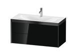 Duravit XViu Waschtisch-Unterschrank XV4616OB240P 100x48cm, 2 Schubkästen, 1 Hahnloch, schwarz matt, Rahmen P, schwarz hochglanz