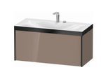 Duravit XViu Waschtisch-Unterschrank XV4611EB286P 100x48cm, 1 Auszug, 2 Hahnlöcher, schwarz matt, Rahmen P, cappucino hochglanz
