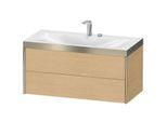 Duravit XViu Waschtisch-Unterschrank XV4616EB130P 100x48cm, 2 Schubkästen, 2 Hahnlöcher, champagner matt, Rahmen P, Eiche natur