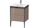 Duravit XViu Waschtisch-Unterschrank XV4709OB286P 60x48cm, 2 Auszüge, 1 Hahnloch, schwarz matt, Rahmen P, cappucino hochglanz