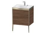 Duravit XViu Waschtisch-Unterschrank XV4709EB121P 60x48cm, 2 Auszüge, 2 Hahnlöcher, champagner matt, Rahmen P, nussbaum dunkel