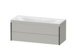 Duravit XViu Waschtisch-Unterschrank XV4617NB207C 120x48cm, 2 Schubkästen, ohne Hahnloch, schwarz matt, Rahmen C, betongrau matt