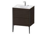 Duravit XViu Waschtisch-Unterschrank XV4709EB269C 60x48cm, 2 Auszüge, 2 Hahnlöcher, schwarz matt, Rahmen C, nussbaum gebürstet