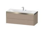 Duravit XViu Waschtisch-Unterschrank XV4617EB175P 120x48cm, 2 Schubkästen, 2 Hahnlöcher, champagner matt, Rahmen P, leinen