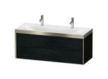 Duravit XViu Waschtisch-Unterschrank XV4618OB116P 120x48cm, 2 Schubkästen, champagner matt, Rahmen P, Eiche schwarz
