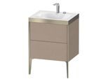 Duravit XViu Waschtisch-Unterschrank XV4709EB175P 60x48cm, 2 Auszüge, 2 Hahnlöcher, champagner matt, Rahmen P, leinen